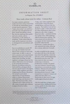 Certificate Unheated ruby Crimson Red oval cut 2.06 carats, Mozambique. Gubelin