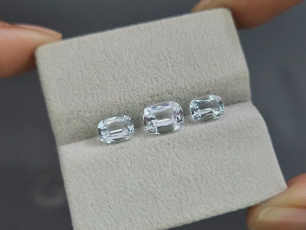 Set of aquamarines cushion cut 3.10 carats, Madagascar Image №5