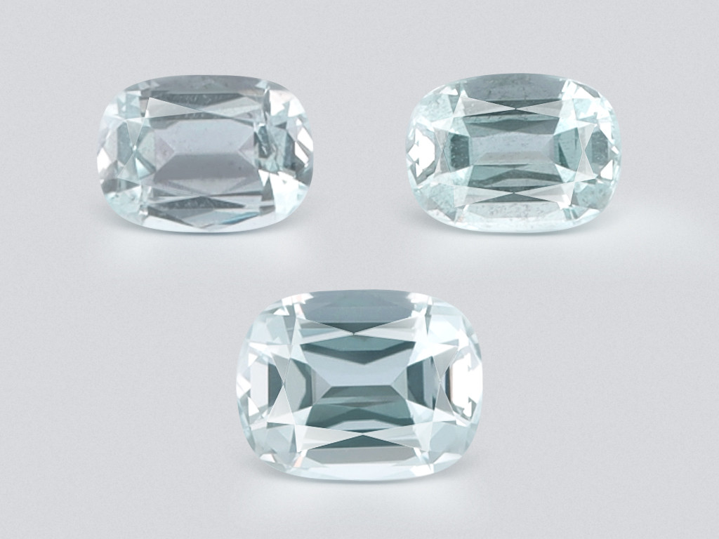 Set of aquamarines cushion cut 3.10 carats, Madagascar Image №1