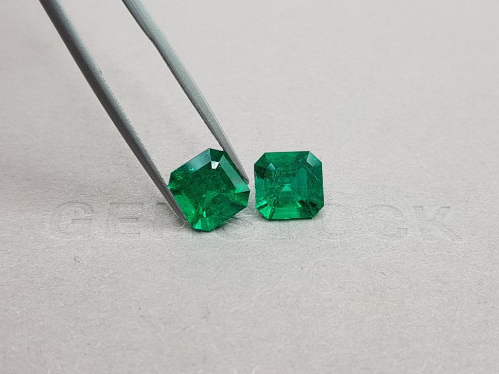 Intense pair of "Muzo Green" emeralds octagon cut 4.75 ct, Colombia Image №4