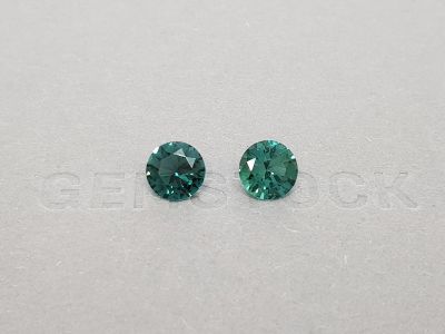 Pair of round-cut indicolite tourmalines 3.12 ct photo
