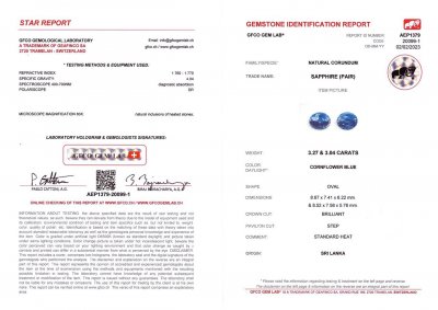 Certificate Pair of bright Cornflower sapphires 6.31 ct, Sri Lanka