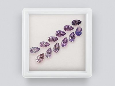 Set of calibrated sapphires 5x3 mm in pear cut 3.00 carats/12 pcs. photo