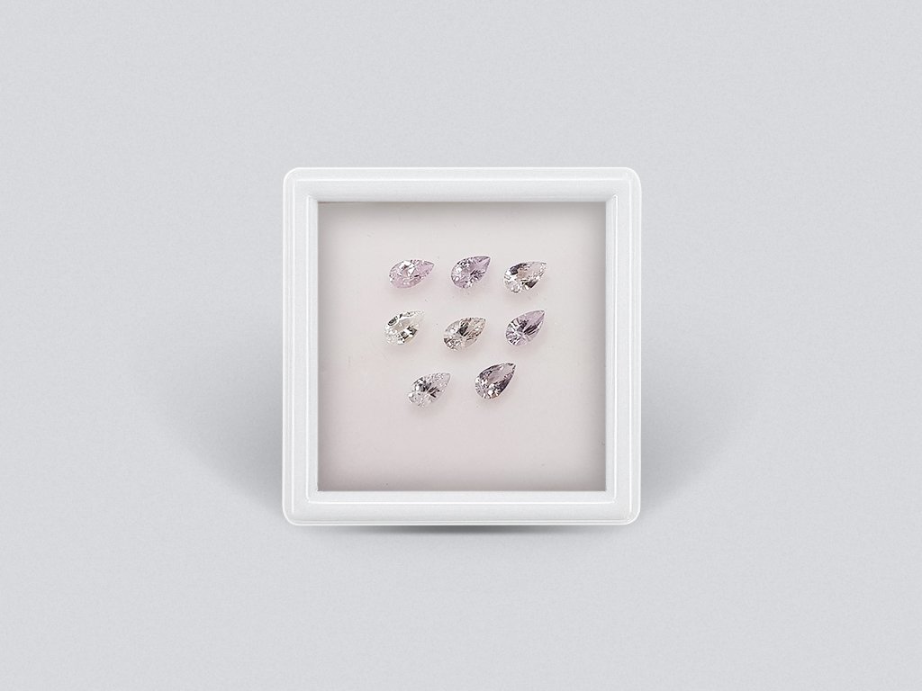 Set of calibrated sapphires 5x3 mm pear cut 1.90 carats/8 pcs Image №1