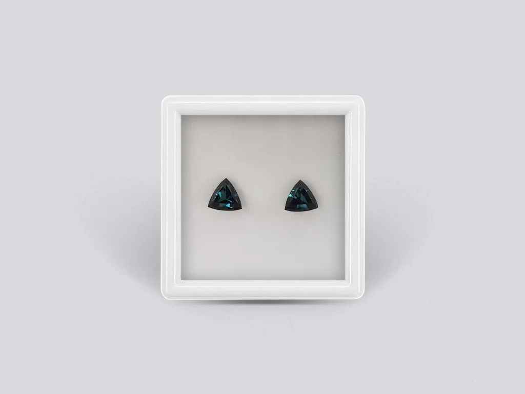 Pair of trillion cut indigolites 1.02 carats Image №1