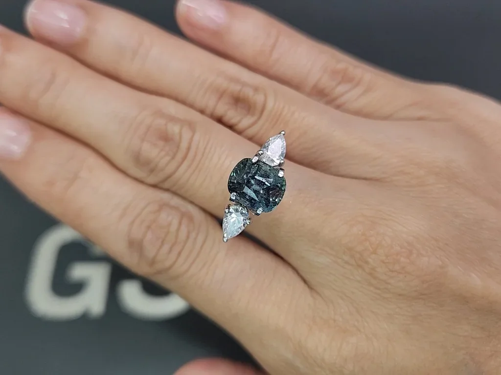 Unbeheizter blaugrüner saphir im kissenschliff 3,66 karats, Sri Lanka Image №5