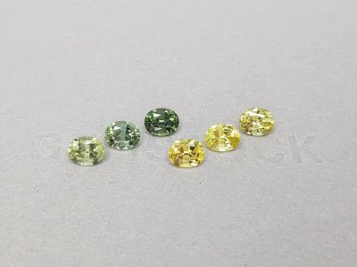 Lot of unheated yellow and green oval-cut sapphires 4.64 carats photo