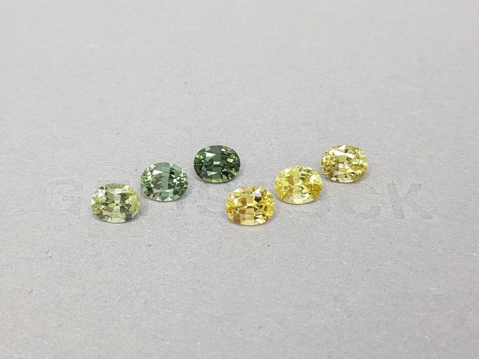Lot of 5 unheated yellow and green sapphires and 1 chrysoberyl 4.64 carats Image №1