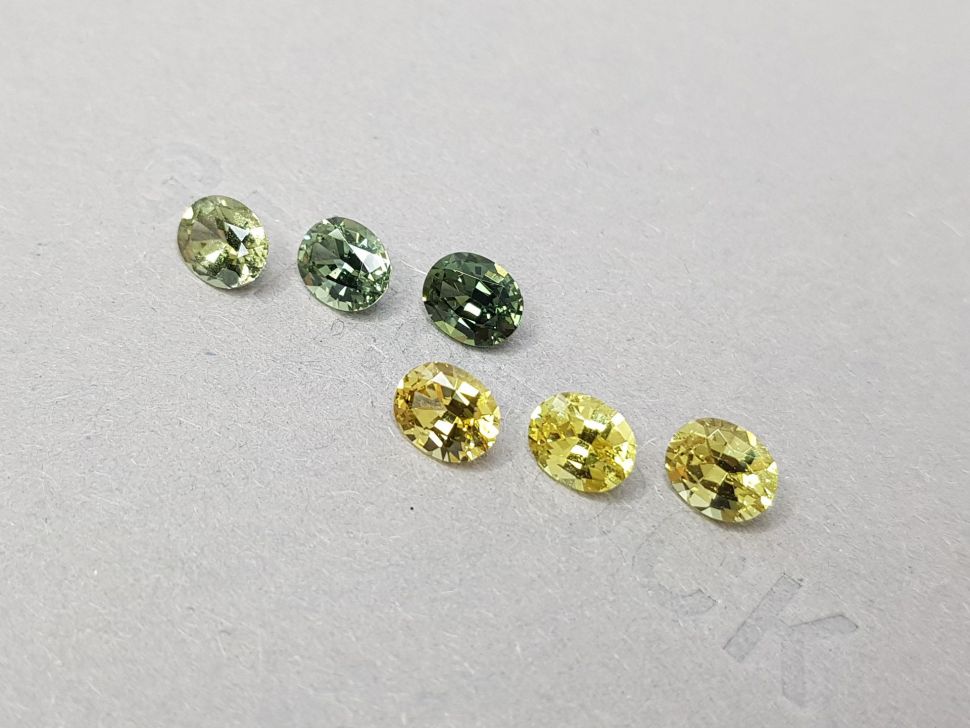 Lot of 5 unheated yellow and green sapphires and 1 chrysoberyl 4.64 carats Image №3