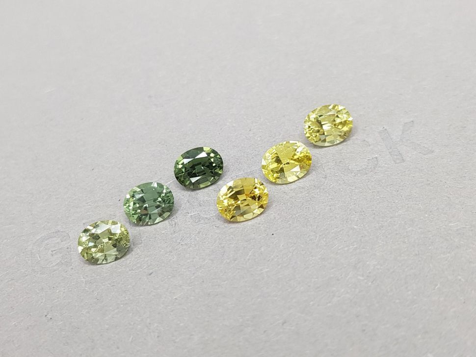 Lot of 5 unheated yellow and green sapphires and 1 chrysoberyl 4.64 carats Image №2