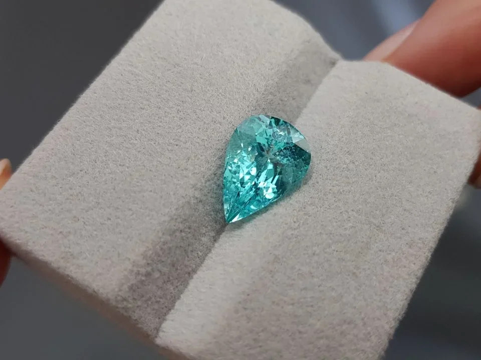 Neon blue Paraiba tourmaline in pear cut 3.89 ct from Mozambique Image №4
