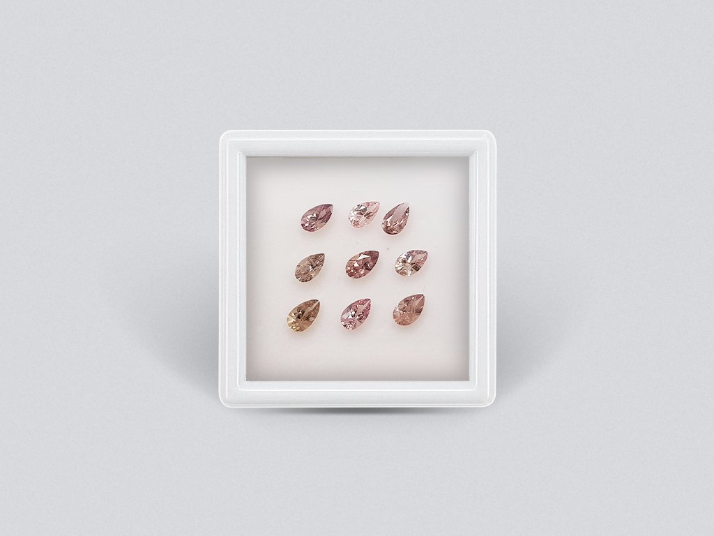 Set of calibrated sapphires 5x3 mm pear cut 2.07 carats/9 pcs Image №1