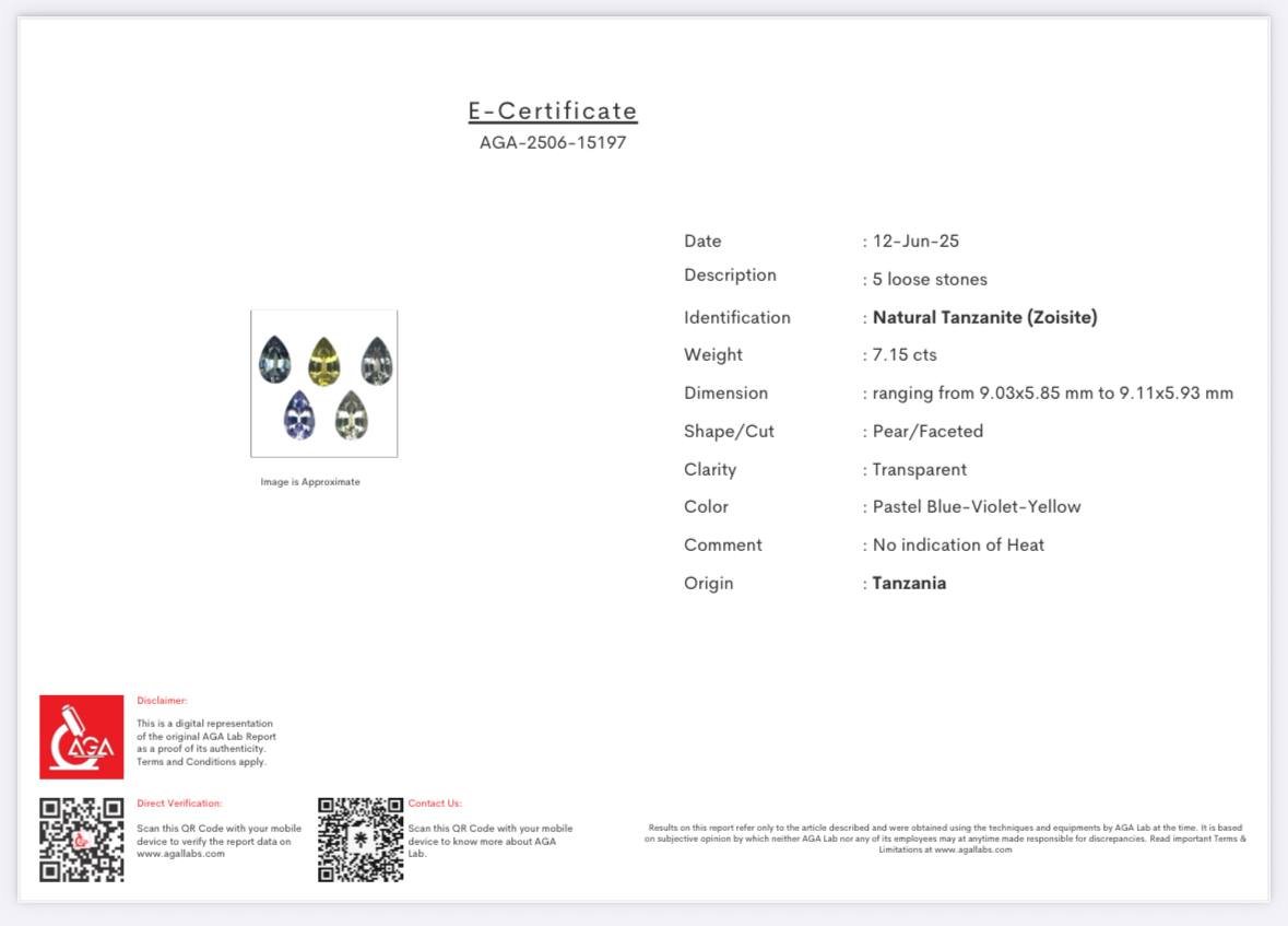 Tanzanita talla pera sin calentar 7,15 quilates, Tanzania Image №5