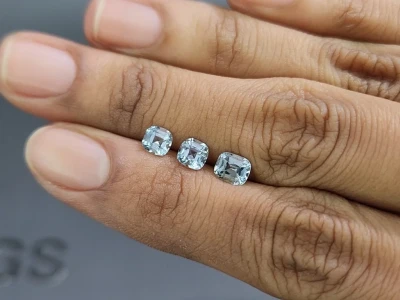 Set of aquamarines cushion-cut 1.48 carats, Madagascar photo