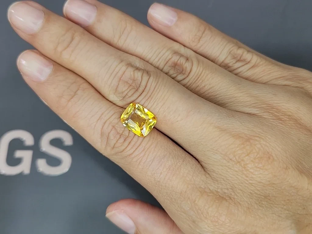 Lot #9. Sapphire Vivid Yellow Golden in cushion cut 4.05 carats, Sri Lanka Image №2