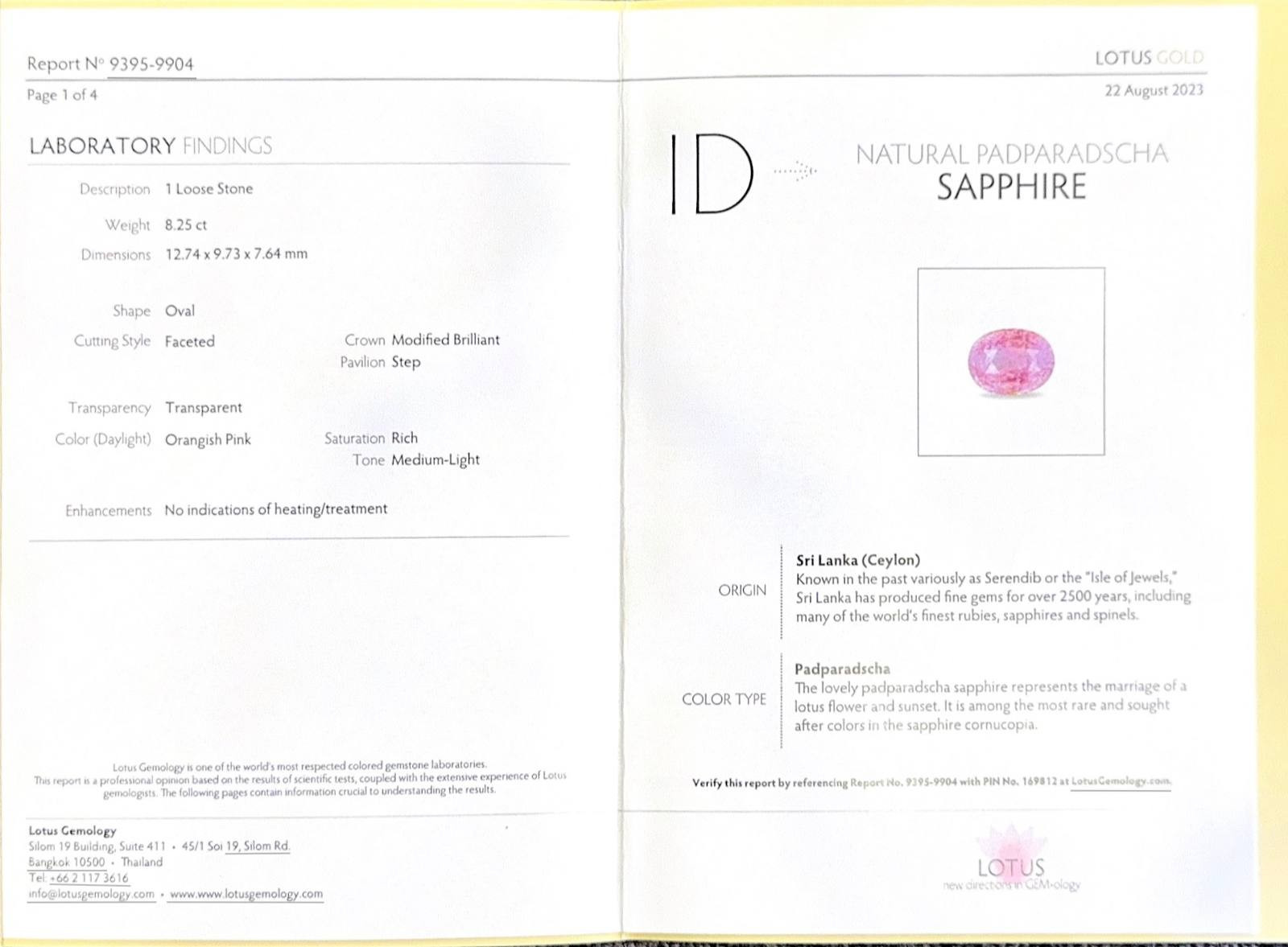 Unbehandelter Padparadscha saphir im oval schliff 8,25 karat, Sri Lanka  Image №6