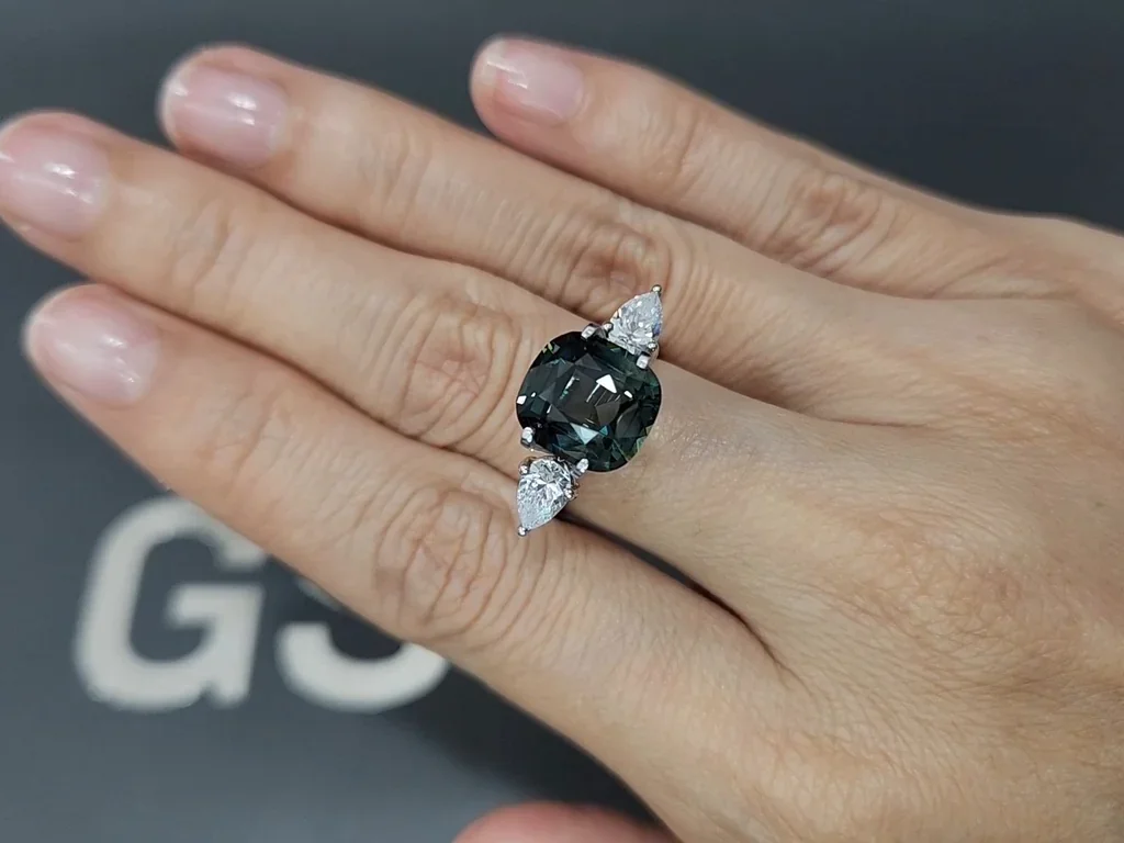 Saphir bleu sarcelle taille coussin non chauffé 5,54 carats, Sri Lanka Image №5