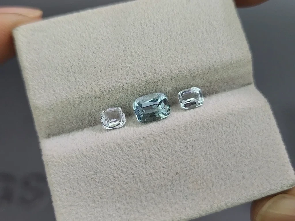 Set aus kissenförmigen aquamarinen 1,25 karat, Madagaskar Image №4