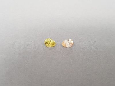 Pair of unheated pinkish-yellow sapphires in pear cut 1.66 ct photo