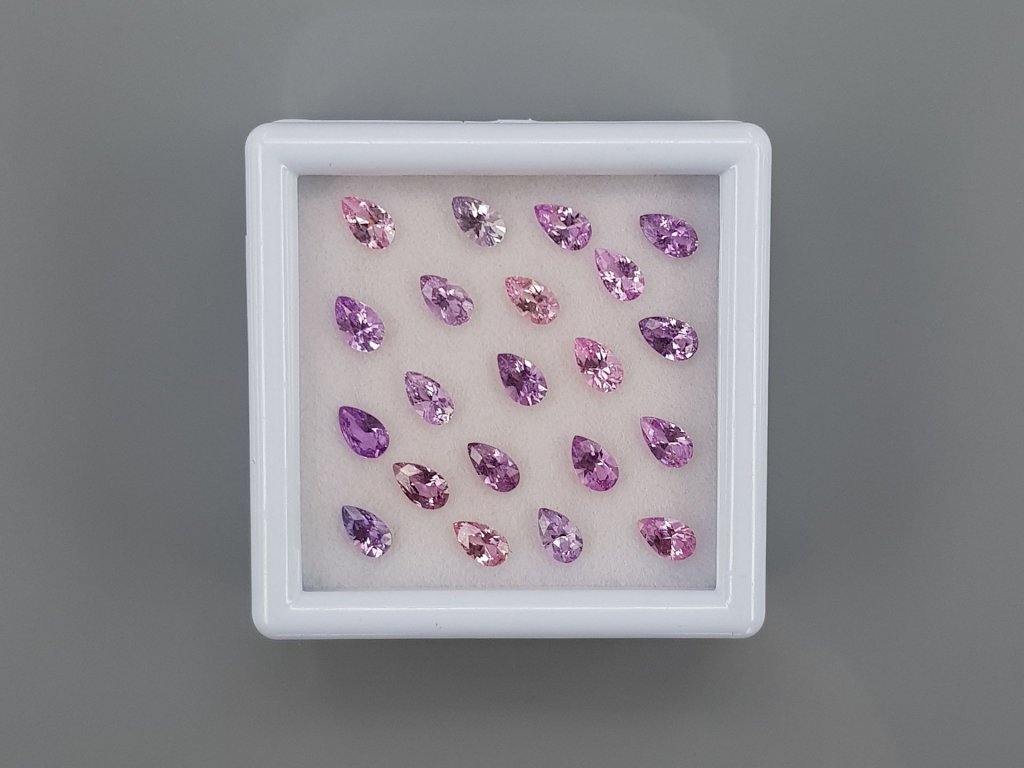 Set of calibrated sapphires 5x3 mm in pear cut 4.90 carats/21 pcs. Image №1