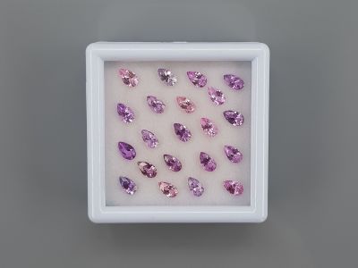 Set of calibrated sapphires 5x3 mm in pear cut 4.90 carats/21 pcs. photo