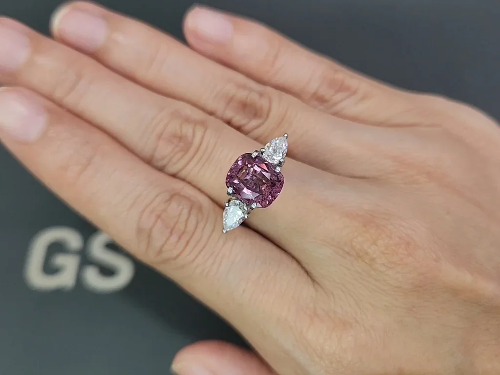 Purple spinel cushion cut 2.90 carats, Vietnam Image №5
