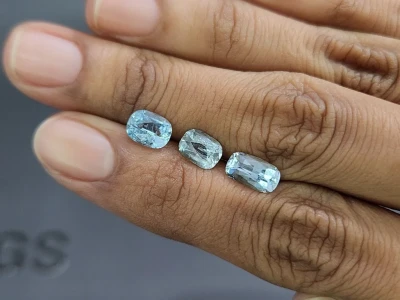 Ensemble aigues-marines taille coussin, 3,12 carats, Madagascar photo