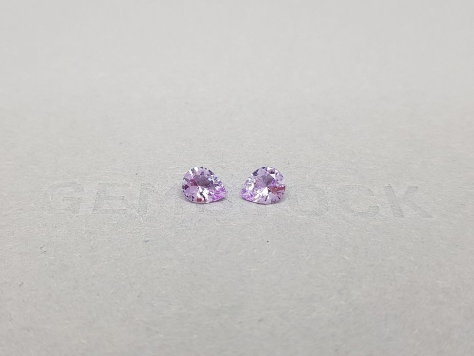 Pair of pear cut lavender sapphires 1.15 ct from Madagascar Image №1