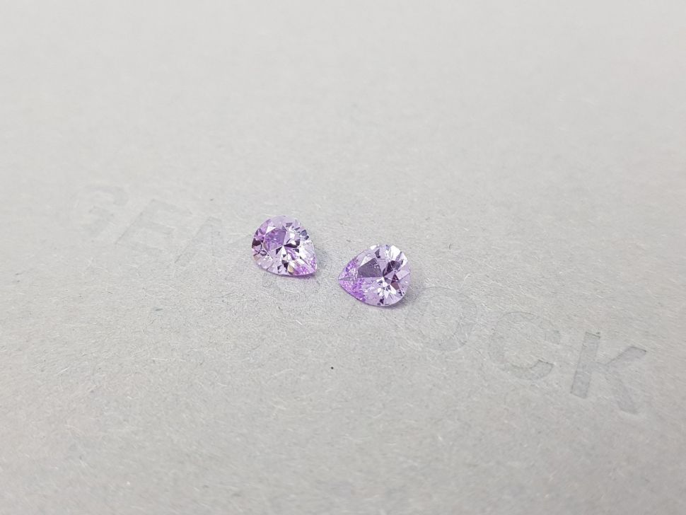 Pair of pear cut lavender sapphires 1.15 ct from Madagascar Image №3