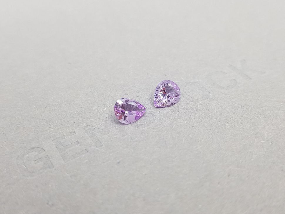 Pair of pear cut lavender sapphires 1.15 ct from Madagascar Image №2