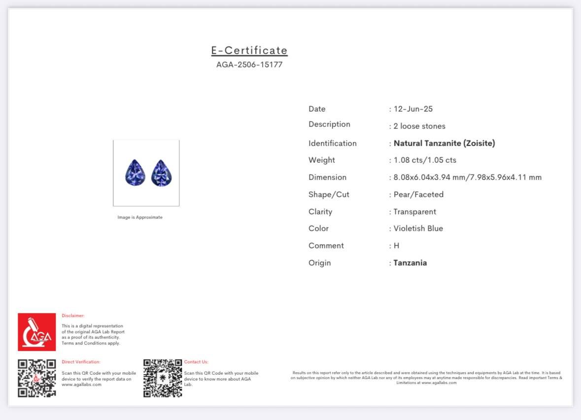 Pair of tanzanites pear cut  2.13 carats, Tanzania Image №5