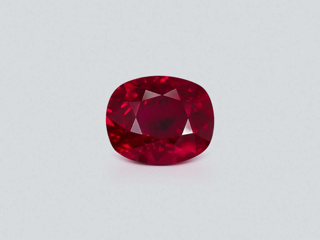 Unheated ruby Pigeon blood cushion cut 1.38 carats, Burma, GRS Image №1
