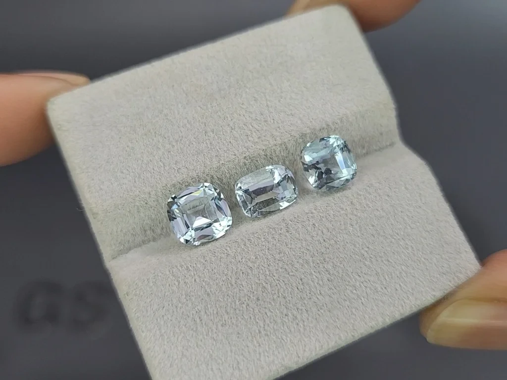Set of aquamarines cushion cut 3.80 carats, Madagascar Image №4