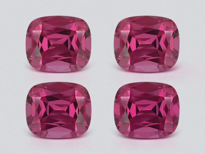 Set of garnets rhodolite cushion cut 5.75 carats,  Madagascar photo