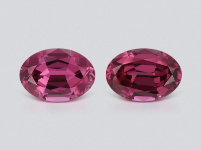 Paire de grenats rhodolites de taille ovale 1,86 carat, Madagascar photo