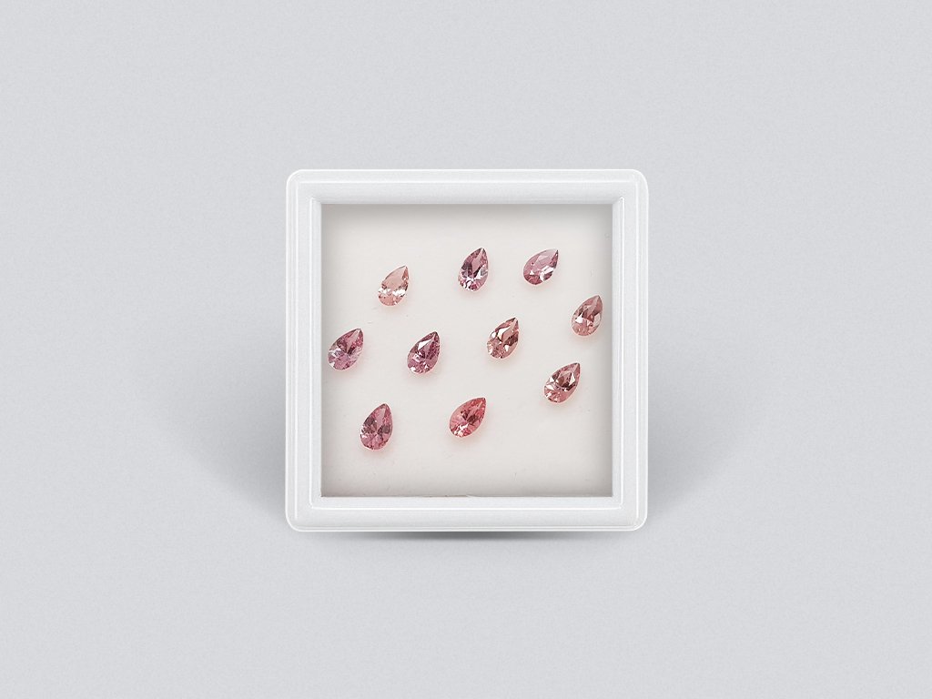 Set of calibrated sapphires 5x3 mm, pear cut, 2.26 carats/10 pcs. Image №1