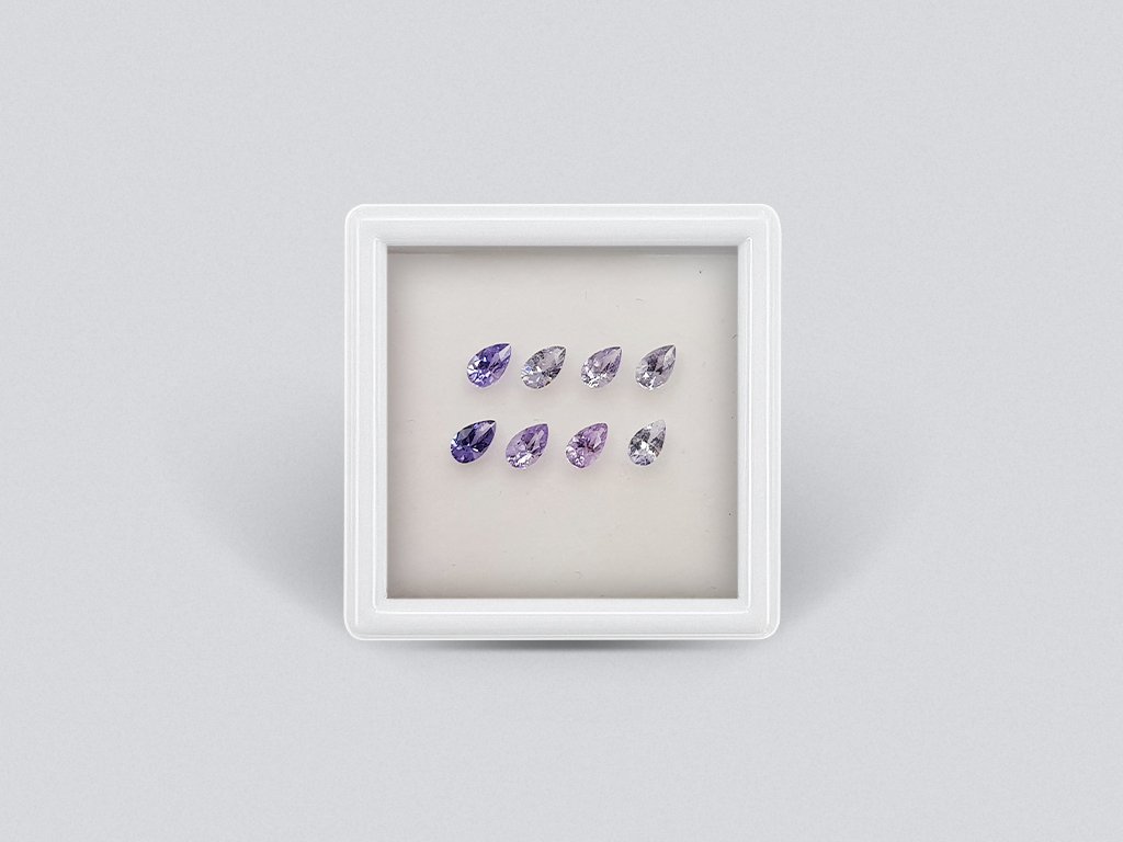 Set of calibrated sapphires 5x3 mm pear cut 1.92 carats/8 pcs Image №1