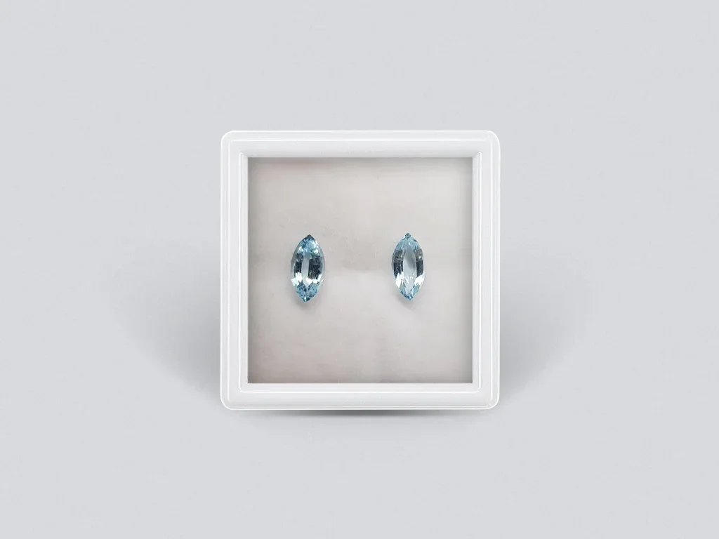 Pair of marquise cut aquamarines 1.85 carats Image №1