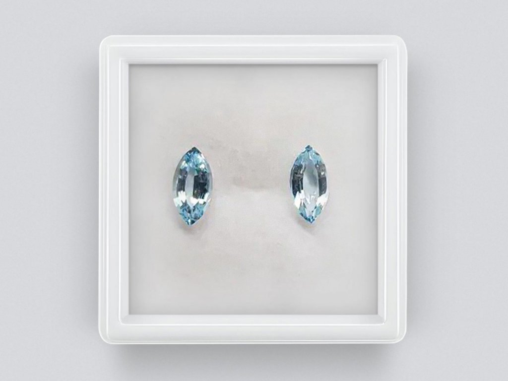 Paar Aquamarine im Marquise-Schliff, 1,85 Karat Image №1