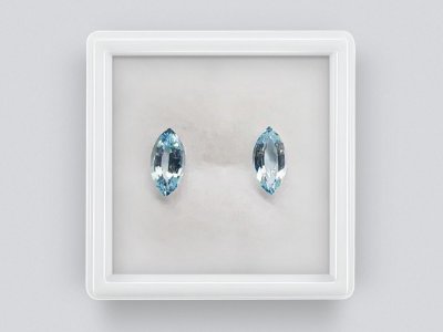 Pair of marquise cut aquamarines 1.85 carats photo