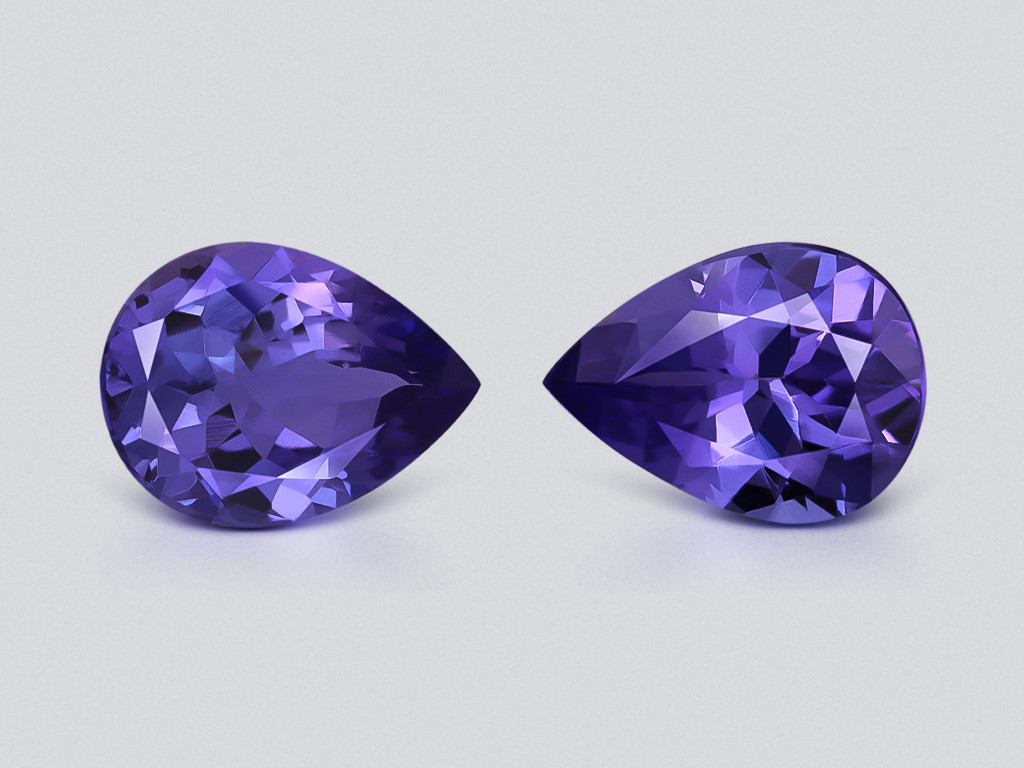 Pair of tanzanites pear cut 2.06 carats, Tanzania Image №1