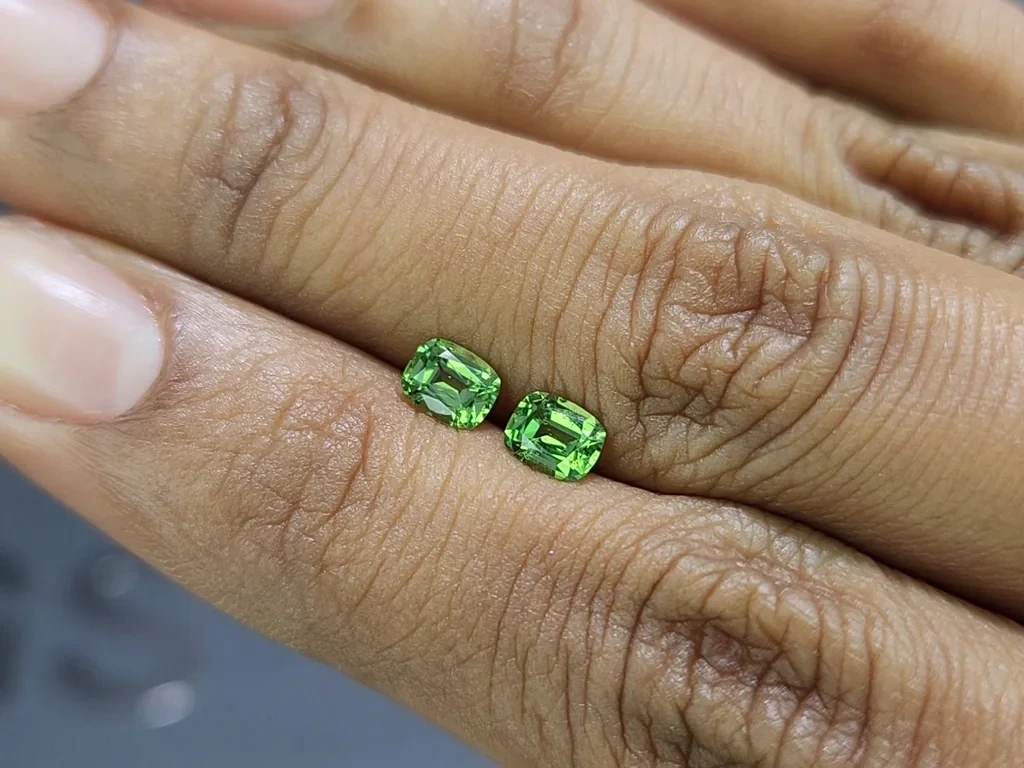 Une paire de grenats tsavorites taille coussin de 0,92 carat, Tanzanie Image №2