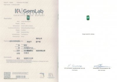 Certificate Indicolite intense 2,89 ct, Afghanistan, ICA