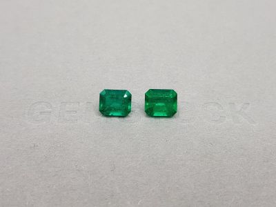 Pair of Muzo Green Octagon emeralds 2.17 ct, Colombia photo