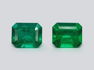 Pair of Muzo Green emeralds 2.17 ct, Colombia photo