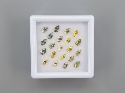 Set of calibrated sapphires 5x3 mm in pear cut 4.56 carats/21 pcs. photo