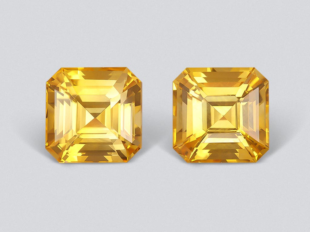 Pair of golden yellow asscher cut sapphires 4.23 ct, Sri Lanka Image №1