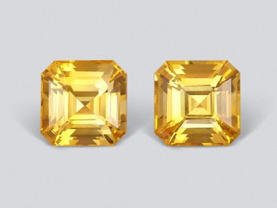 Pair of golden yellow asscher cut sapphires 4.23 ct, Sri Lanka photo