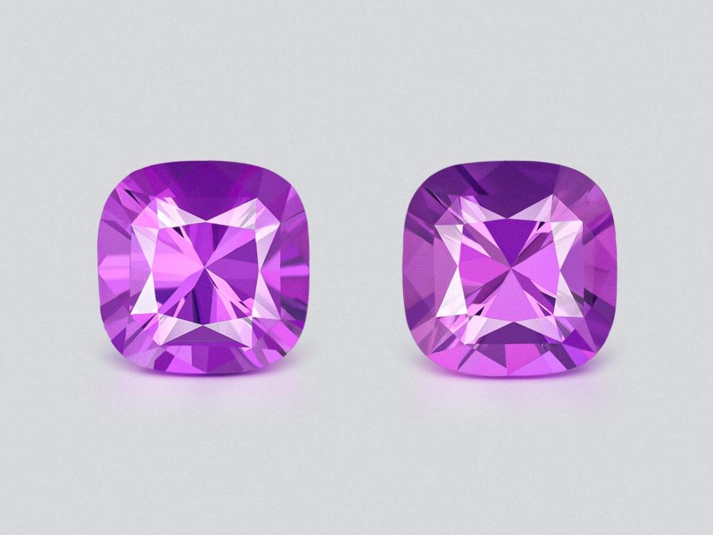 Pair of cushion-cut amethysts 9.96 carats, Brazil  Image №1