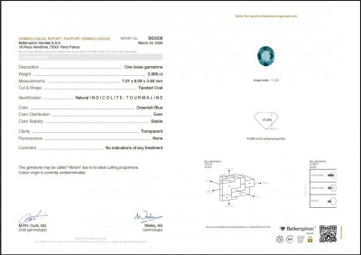 Certificate Tourmaline Vibrant  indigolite in oval 0,96 carats, Namibie